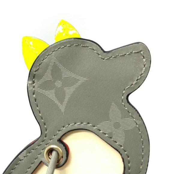 Authentic LOUIS VUITTON M63280 Monogram Titanium Porte address dog Bag charm gra - Picture 5 of 10